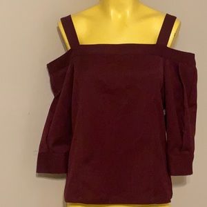 Burgundy Cold Shoulder Half Sleeve Blouse